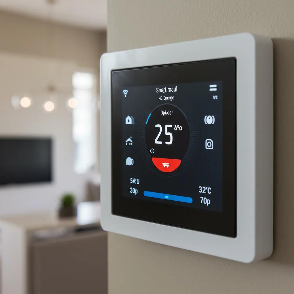 Smart thermostat interface showing energy usage data, highlighting its role in optimizing HVAC efficiency